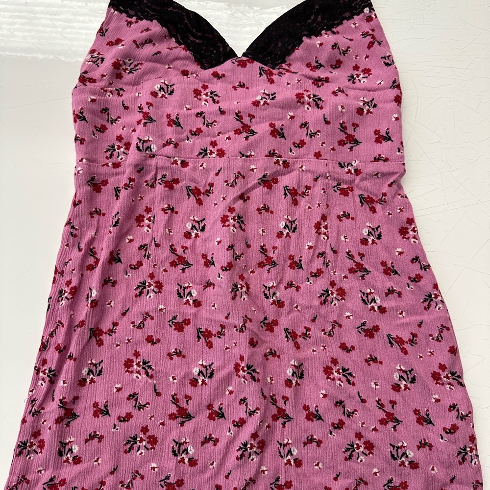 Pink floral summer blouse/mini dress Size Small
